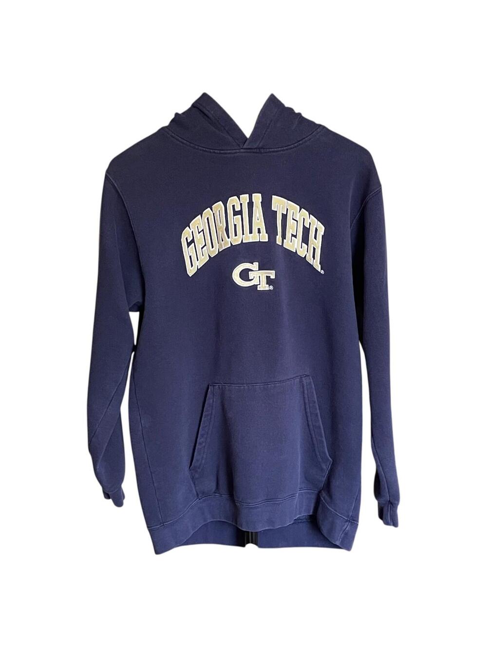 Georgia Tech Yellowjackets Genuine Stuff Embroidered Navy Pullover Hoodie CLEAN!